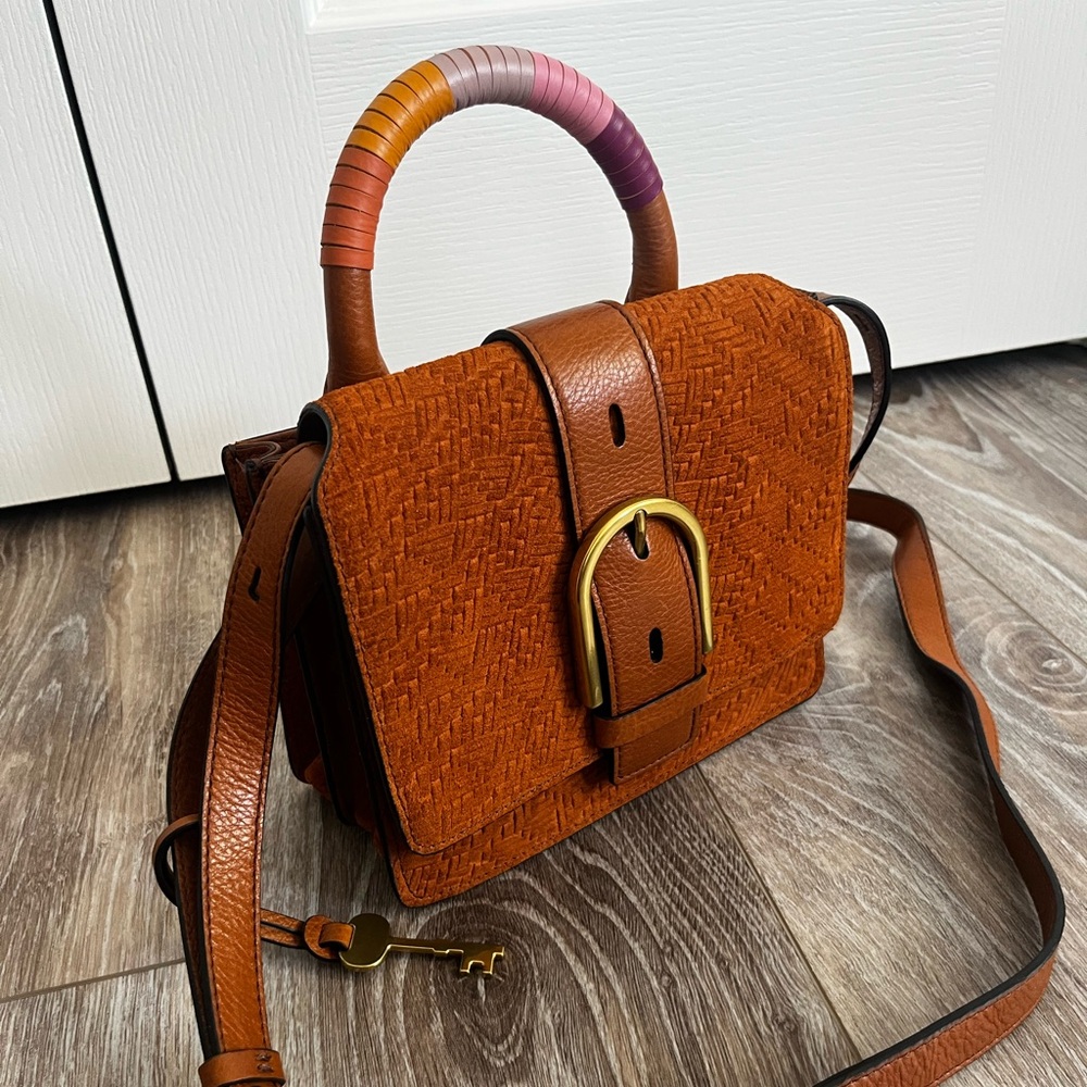FOSSIL Wiley Top Handle Suede Crossbody Purse